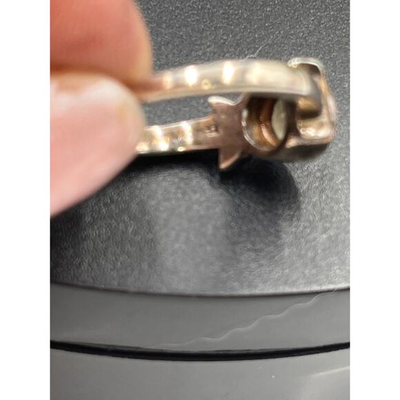 Designer Signed Sterling Silver Round Bezel Set Citrine Ring Sz 7.25 - Picture 10 of 12